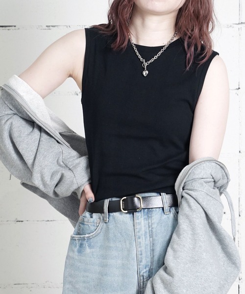 MILLER（ミラー）の「"02"≪Robert P. Miller≫パックT パネルリブ クルーネック タンクトップ（タンクトップ・レディース・オフホワイト/ブラック×ホワイト/スモークピンク/チャコールグレー×ブラック/ブラック/ホワイト×ブルー・FREE）」の4枚目の写真
