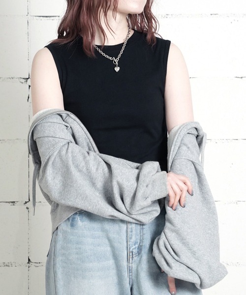 MILLER（ミラー）の「"02"≪Robert P. Miller≫パックT パネルリブ クルーネック タンクトップ（タンクトップ・レディース・オフホワイト/ブラック×ホワイト/スモークピンク/チャコールグレー×ブラック/ブラック/ホワイト×ブルー・FREE）」の13枚目の写真