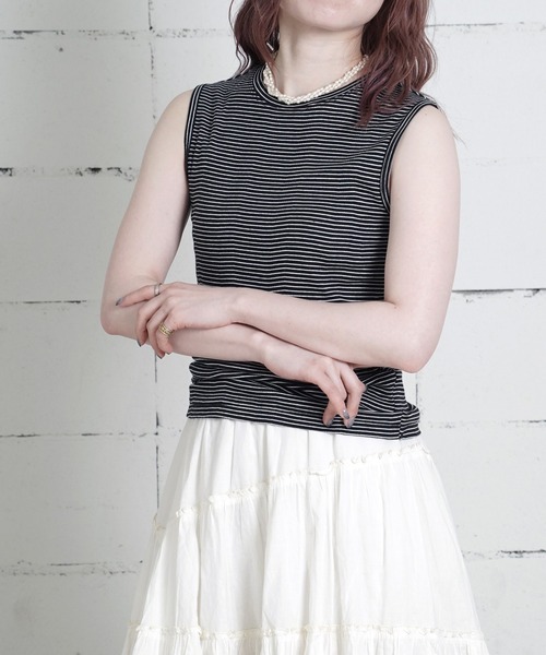 MILLER（ミラー）の「"02"≪Robert P. Miller≫パックT パネルリブ クルーネック タンクトップ（タンクトップ・レディース・オフホワイト/ブラック×ホワイト/スモークピンク/チャコールグレー×ブラック/ブラック/ホワイト×ブルー・FREE）」の15枚目の写真
