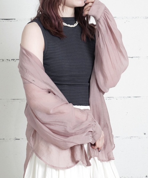 MILLER（ミラー）の「"02"≪Robert P. Miller≫パックT パネルリブ クルーネック タンクトップ（タンクトップ・レディース・オフホワイト/ブラック×ホワイト/スモークピンク/チャコールグレー×ブラック/ブラック/ホワイト×ブルー・FREE）」の17枚目の写真