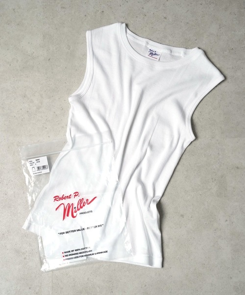 MILLER（ミラー）の「"02"≪Robert P. Miller≫パックT パネルリブ クルーネック タンクトップ（タンクトップ・レディース・オフホワイト/ブラック×ホワイト/スモークピンク/チャコールグレー×ブラック/ブラック/ホワイト×ブルー・FREE）」の20枚目の写真