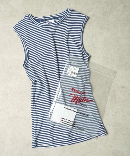 MILLER（ミラー）の「"02"≪Robert P. Miller≫パックT パネルリブ クルーネック タンクトップ（タンクトップ・レディース・オフホワイト/ブラック×ホワイト/スモークピンク/チャコールグレー×ブラック/ブラック/ホワイト×ブルー・FREE）」の21枚目の写真