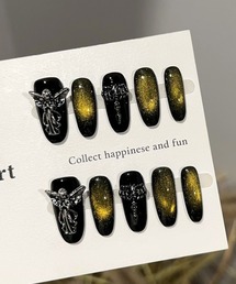 MASHIRO（マシロ）の「エンジェルモチーフマグネットネイル風ネイルチップ ロング オーバルデザイン 平成ギャル(MA/EK539)（ネイルシール/ネイルチップ）」