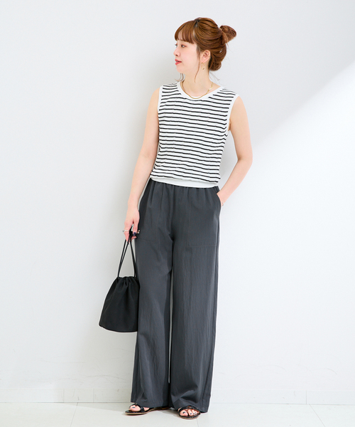 B.C STOCK（ベーセーストック）の「《追加2》手洗い可 / セルロースカルゼベイカーイージーパンツ（その他パンツ・レディース・チャコールグレー/ライトグレー/ブラウン・SMALL/MEDIUM）」の4枚目の写真