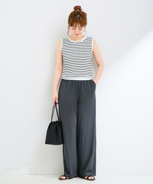 B.C STOCK（ベーセーストック）の「《追加2》手洗い可 / セルロースカルゼベイカーイージーパンツ（その他パンツ・レディース・チャコールグレー/ライトグレー/ブラウン・SMALL/MEDIUM）」の5枚目の写真