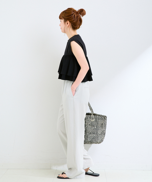 B.C STOCK（ベーセーストック）の「《追加2》手洗い可 / セルロースカルゼベイカーイージーパンツ（その他パンツ・レディース・チャコールグレー/ライトグレー/ブラウン・SMALL/MEDIUM）」の12枚目の写真