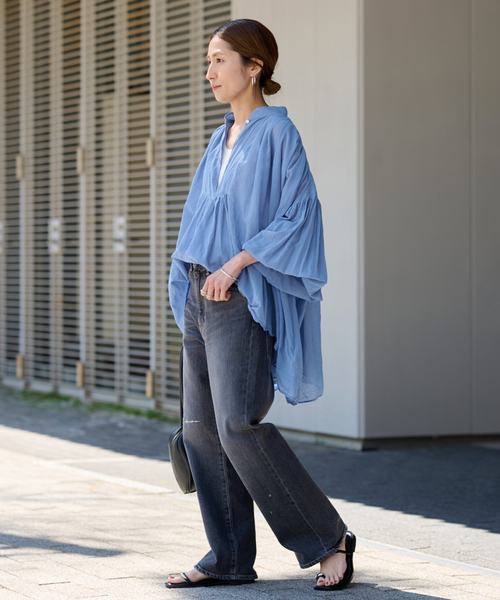 ≪一部店舗+WEB限定 / 追加≫コットンシフォンタックブラウス（シャツ