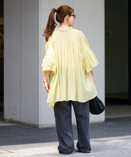≪一部店舗+WEB限定 / 追加≫コットンシフォンタックブラウス（シャツ