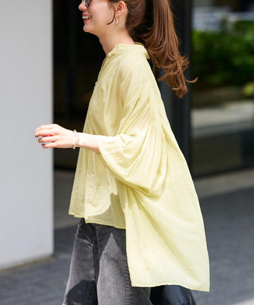 ≪一部店舗+WEB限定 / 追加≫コットンシフォンタックブラウス（シャツ
