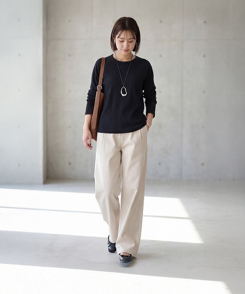 STYLE DELI（スタイルデリ）の「LUXEなラグラン長袖Tシャツ（Tシャツ/カットソー・レディース・ブラック/ライトグレー/ホワイト・FREE）」の8枚目の写真