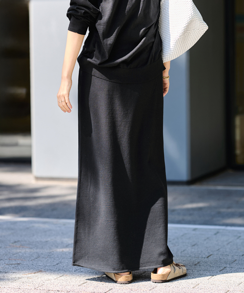 FRAMeWORK（フレームワーク）の「シルク混綿麻天竺スカート（スカート・レディース・ブラウン/ブラック/ブルー・38/36）」の9枚目の写真