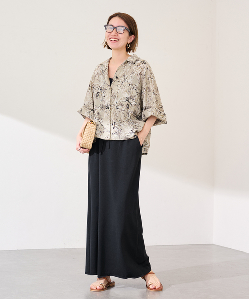 FRAMeWORK（フレームワーク）の「シルク混綿麻天竺スカート（スカート・レディース・ブラウン/ブラック/ブルー・38/36）」の12枚目の写真