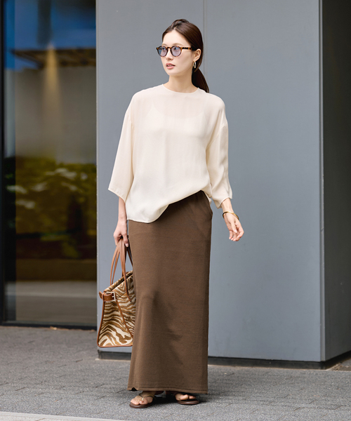 FRAMeWORK（フレームワーク）の「シルク混綿麻天竺スカート（スカート・レディース・ブラウン/ブラック/ブルー・38/36）」の17枚目の写真