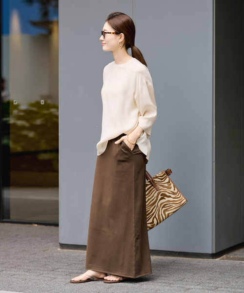 FRAMeWORK（フレームワーク）の「シルク混綿麻天竺スカート（スカート・レディース・ブラウン/ブラック/ブルー・38/36）」の18枚目の写真