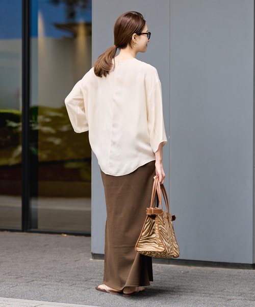 FRAMeWORK（フレームワーク）の「シルク混綿麻天竺スカート（スカート・レディース・ブラウン/ブラック/ブルー・38/36）」の19枚目の写真