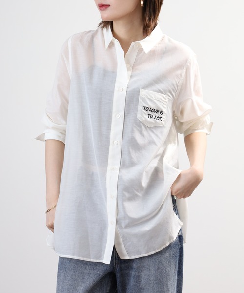 BRODIAEA(ブローディア)の「BRODIAEA シルク混ロゴプリントロングブラウス(シャツ/ブラウス・レディース・オフホワイト/イエロー・40)」の15枚目の写真