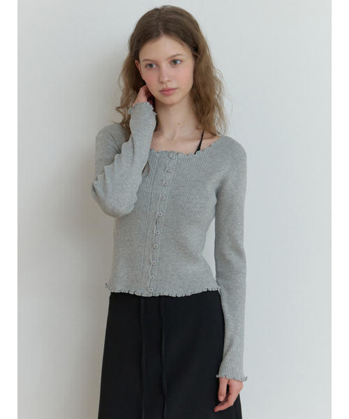RE_L（リエル）の「Duo wave knit cardigan (gray)（カーディガン/ボレロ・レディース・その他・FREE）」の4枚目の写真