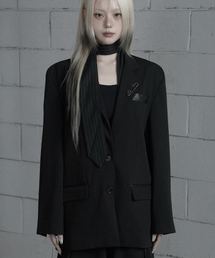 Panel Line Button Front Blazer (Black)