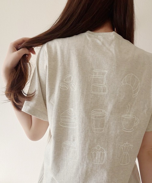 Nana(ナナ)の「ゆるイラストカフェTシャツ(Tシャツ/カットソー・レディース・アイボリー/グレー・FREE)」の2枚目の写真