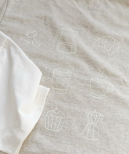 Nana(ナナ)の「ゆるイラストカフェTシャツ(Tシャツ/カットソー・レディース・アイボリー/グレー・FREE)」の3枚目の写真