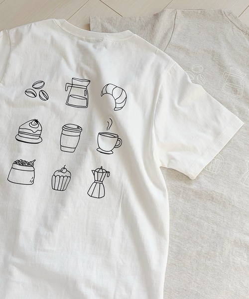 Nana(ナナ)の「ゆるイラストカフェTシャツ(Tシャツ/カットソー・レディース・アイボリー/グレー・FREE)」の4枚目の写真