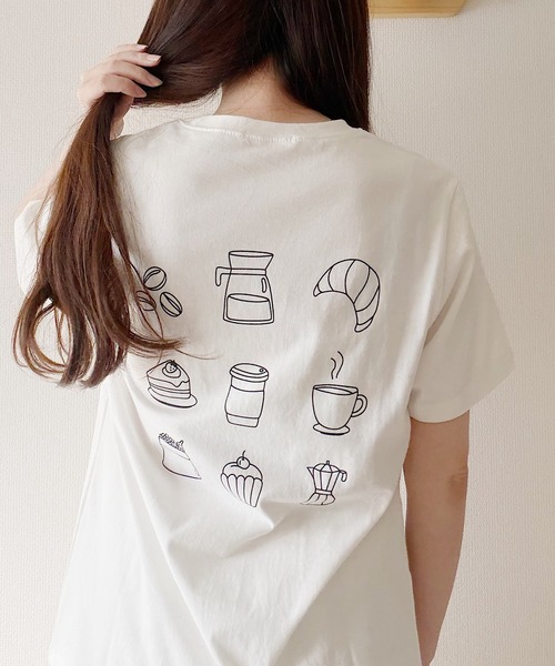 Nana(ナナ)の「ゆるイラストカフェTシャツ(Tシャツ/カットソー・レディース・アイボリー/グレー・FREE)」の13枚目の写真