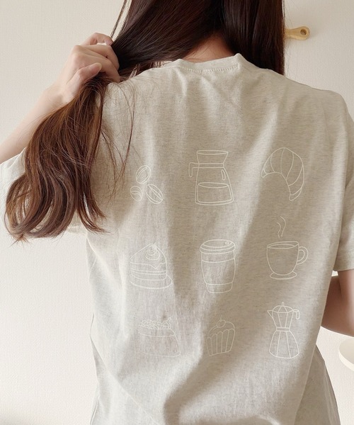 Nana(ナナ)の「ゆるイラストカフェTシャツ(Tシャツ/カットソー・レディース・アイボリー/グレー・FREE)」の18枚目の写真