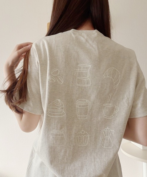 Nana(ナナ)の「ゆるイラストカフェTシャツ(Tシャツ/カットソー・レディース・アイボリー/グレー・FREE)」の19枚目の写真