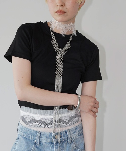 chuclla(チュクラ)の「カーブシームフィットトップス chw26s214(Tシャツ/カットソー・レディース・ホワイト/ブラック・FREE)」の7枚目の写真