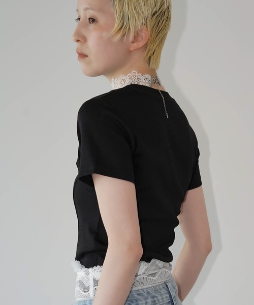 chuclla(チュクラ)の「カーブシームフィットトップス chw26s214(Tシャツ/カットソー・レディース・ホワイト/ブラック・FREE)」の8枚目の写真