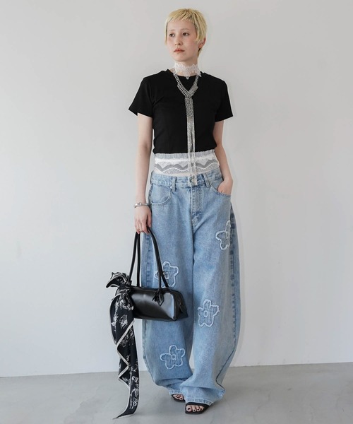 chuclla(チュクラ)の「カーブシームフィットトップス chw26s214(Tシャツ/カットソー・レディース・ホワイト/ブラック・FREE)」の10枚目の写真