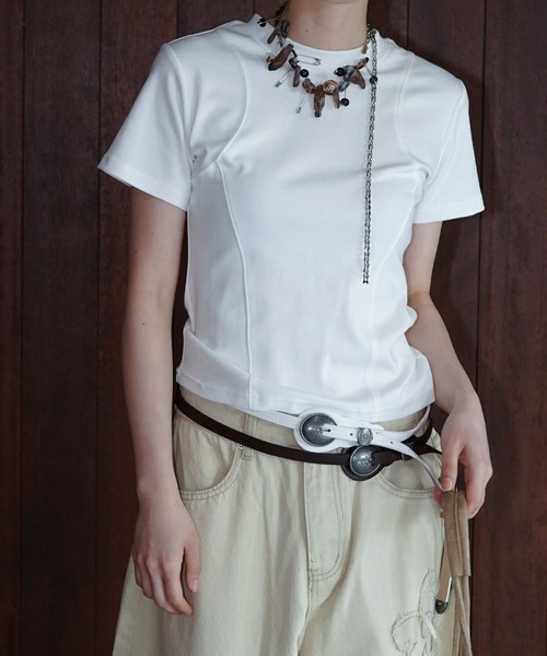 chuclla(チュクラ)の「カーブシームフィットトップス chw26s214(Tシャツ/カットソー・レディース・ホワイト/ブラック・FREE)」の11枚目の写真