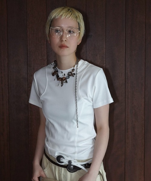 chuclla(チュクラ)の「カーブシームフィットトップス chw26s214(Tシャツ/カットソー・レディース・ホワイト/ブラック・FREE)」の17枚目の写真