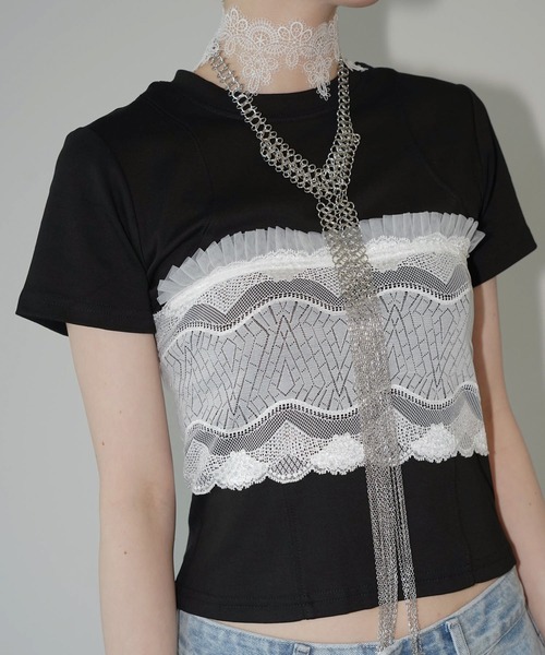 chuclla(チュクラ)の「カーブシームフィットトップス chw26s214(Tシャツ/カットソー・レディース・ホワイト/ブラック・FREE)」の19枚目の写真