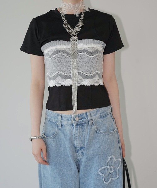 chuclla(チュクラ)の「カーブシームフィットトップス chw26s214(Tシャツ/カットソー・レディース・ホワイト/ブラック・FREE)」の20枚目の写真