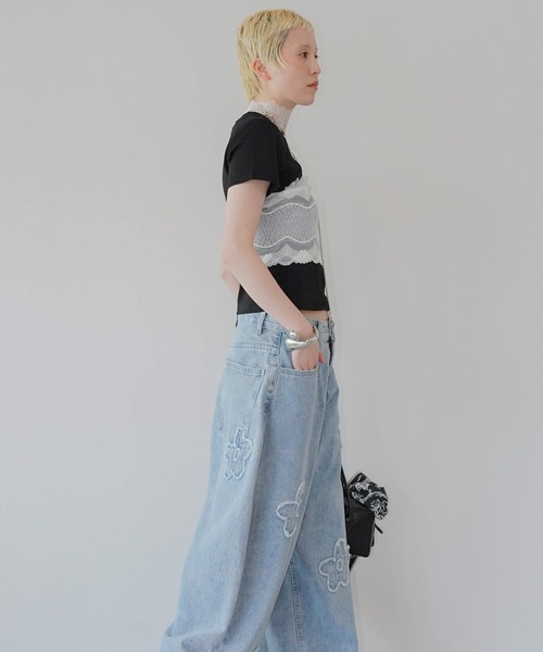 chuclla(チュクラ)の「カーブシームフィットトップス chw26s214(Tシャツ/カットソー・レディース・ホワイト/ブラック・FREE)」の22枚目の写真