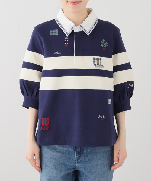 U by SPICK&SPAN（ユーバイスピックアンドスパン）の「Sea New York/シー ニューヨーク CLAIRA EMB RUGBY SHIRT（Tシャツ/カットソー・レディース・ネイビー・SMALL）」の4枚目の写真