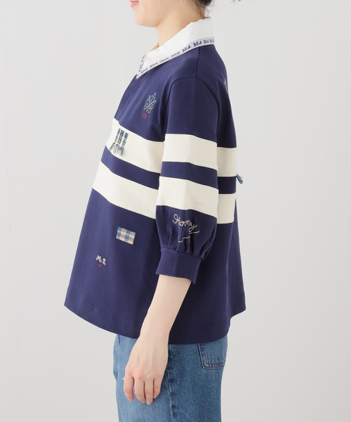 U by SPICK&SPAN（ユーバイスピックアンドスパン）の「Sea New York/シー ニューヨーク CLAIRA EMB RUGBY SHIRT（Tシャツ/カットソー・レディース・ネイビー・SMALL）」の3枚目の写真