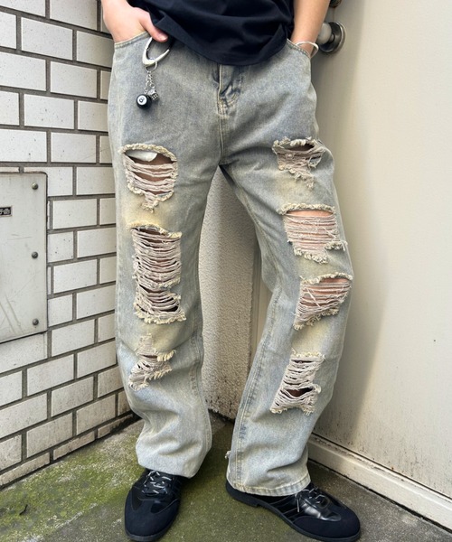 B.R.U(ブル)の「ダメージデニム(デニムパンツ・メンズ・ブルー系その他・LARGE/MEDIUM/SMALL)」の1枚目の写真