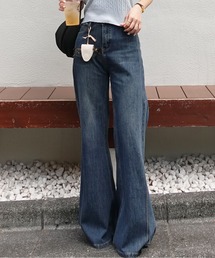 サイドライン フレアデニムパンツ