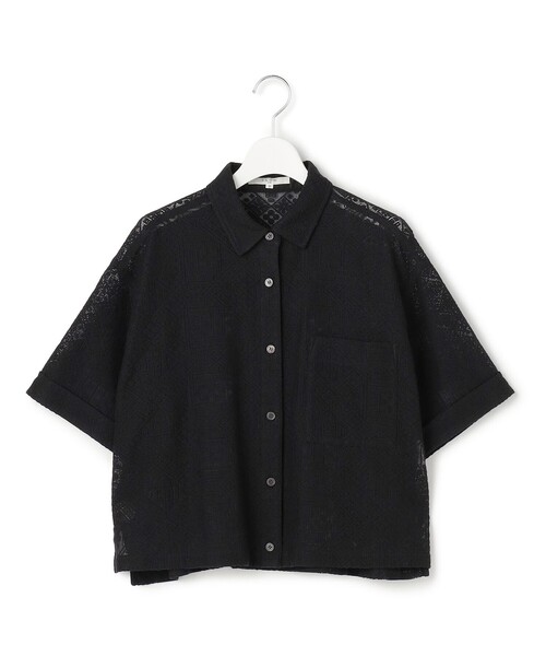 23区 L(ニジュウサンクオオキイサイズ)の「モチーフレース 半袖 シャツ(シャツ/ブラウス・レディース・ホワイト系/ブラック系・46/44)」の9枚目の写真