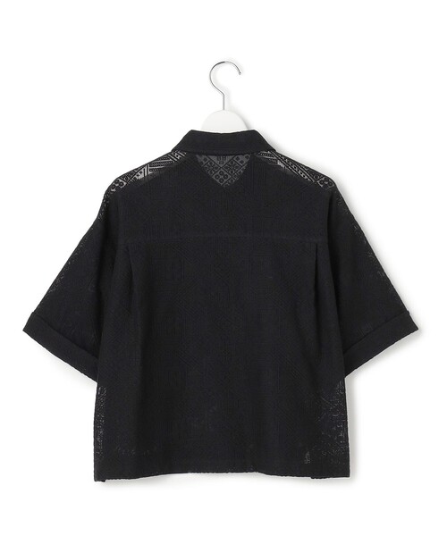 23区 L(ニジュウサンクオオキイサイズ)の「モチーフレース 半袖 シャツ(シャツ/ブラウス・レディース・ホワイト系/ブラック系・46/44)」の8枚目の写真