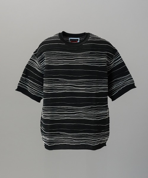 MAISON SPECIAL（メゾンスペシャル）の「《UNISEX》Drawing Pintuck Border Prime-Over Short Sleeve Knit T-shirt/ドローイングピンタックボーダープライムオーバーショートスリーブニットTシャツ【MAISON SPECIAL/メゾンスペシャル】（Tシャツ/カットソー・メンズ・ネイビー/ブラック/バーガンディー・2/1/0）」の20枚目の写真