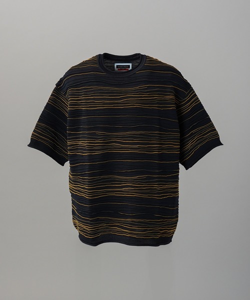 MAISON SPECIAL（メゾンスペシャル）の「《UNISEX》Drawing Pintuck Border Prime-Over Short Sleeve Knit T-shirt/ドローイングピンタックボーダープライムオーバーショートスリーブニットTシャツ【MAISON SPECIAL/メゾンスペシャル】（Tシャツ/カットソー・メンズ・ネイビー/ブラック/バーガンディー・2/1/0）」の22枚目の写真