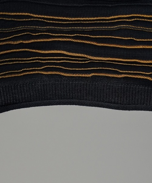 MAISON SPECIAL（メゾンスペシャル）の「《UNISEX》Drawing Pintuck Border Prime-Over Short Sleeve Knit T-shirt/ドローイングピンタックボーダープライムオーバーショートスリーブニットTシャツ【MAISON SPECIAL/メゾンスペシャル】（Tシャツ/カットソー・メンズ・ネイビー/ブラック/バーガンディー・2/1/0）」の5枚目の写真