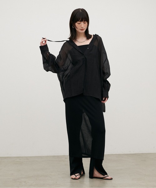 LARUTA（ラルータ）の「【LARUTA】シアーワッシャーフーディーシャツ（シャツ/ブラウス・レディース・ブラック/ブルー/オフホワイト・FREE）」の16枚目の写真