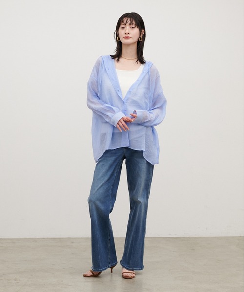LARUTA（ラルータ）の「【LARUTA】シアーワッシャーフーディーシャツ（シャツ/ブラウス・レディース・ブラック/ブルー/オフホワイト・FREE）」の22枚目の写真