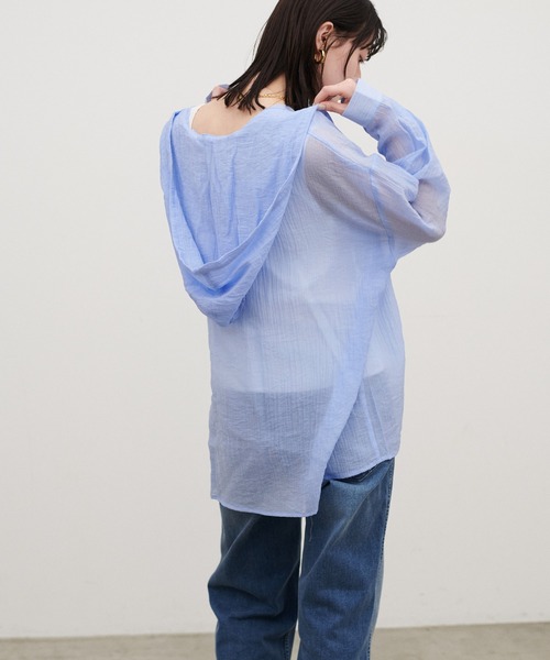 LARUTA（ラルータ）の「【LARUTA】シアーワッシャーフーディーシャツ（シャツ/ブラウス・レディース・ブラック/ブルー/オフホワイト・FREE）」の21枚目の写真