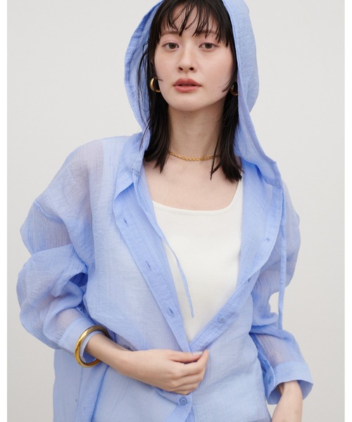 LARUTA（ラルータ）の「【LARUTA】シアーワッシャーフーディーシャツ（シャツ/ブラウス・レディース・ブラック/ブルー/オフホワイト・FREE）」の18枚目の写真