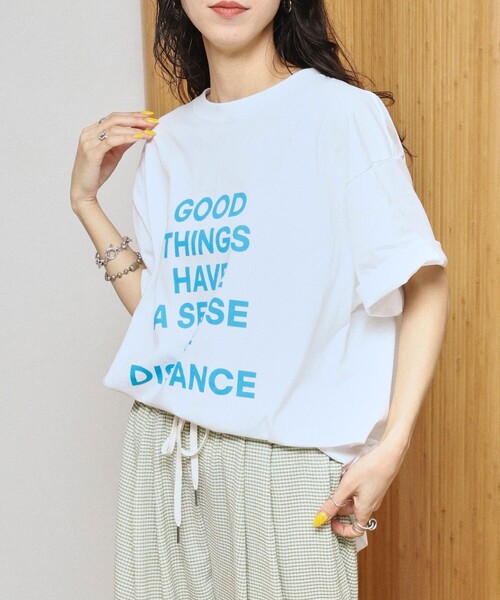 Firsthand(ファーストハンド)の「MA Firsthand/マ ファーストハンド ビッグシルエット コンセプト ロゴプリント Tシャツ / CONCEPT LOGO PRINT TEE(Tシャツ/カットソー・レディース・オフホワイト/ブラック/ホワイト・FREE)」の9枚目の写真
